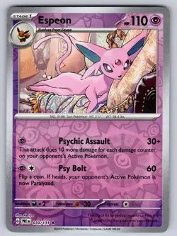 Espeon 033/131 Reverse Holo Rare Prismatic Evolutions Pokemon Near Mint - Image 1