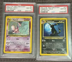2001 Pokemon Neo Discovery - 1st Edition Umbreon #13 & Espeon #1 Holo PSA 10 - Image 1