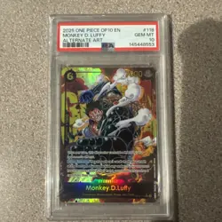 2025 ONE PIECE OP10-118 MONKEY D LUFFY ROYAL BLOOD ALT ART PARALLEL SEC PSA 10 - Image 1