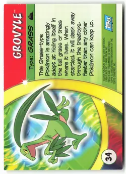 Advanced Challenge #34 Grovyle Pokemon - Non-Holo - clymk - Image 2