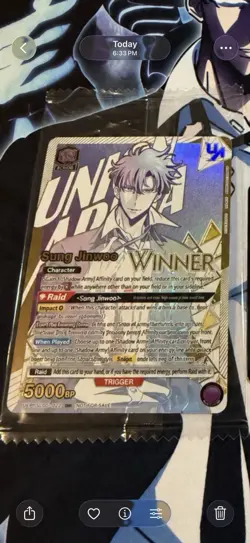 Union Arena Rare Battle Solo Leveling Sung Jinwoo Winner Promo Foil - Image 1