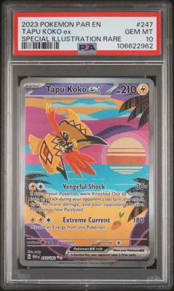 2023 POKEMON PAR EN-PARADOX RIFT SPECIAL ILLUSTRATION RARE TAPU KOKO EX PSA 10 - Image 1