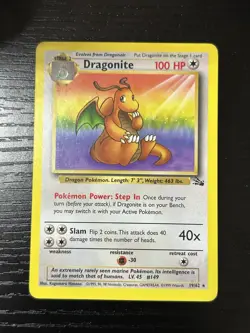 1999 Pokemon TCG Fossil - Dragonite Card 19/62 - Non-Holo - Light Play - Image 3