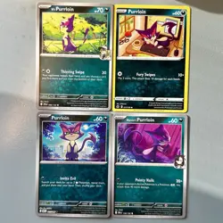 Purrloin & Marnie's Purrloin Dark Type Pokemon TCG Lot 4 Regular English Cards - Image 1