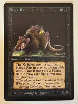 Magic the Gathering MTG Beta Plague Rats LP+ (Beta Bob) - Image 1