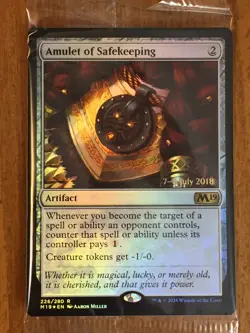 1x FOIL Amulet of Safekeeping M19 PRERELEASE PROMO Mint Artifact Token - Image 1