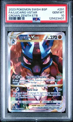2023 POKEMON SWSH BLACK STAR PROMO #291 FULL ART/LUCARIO VSTAR PSA 10 - Image 1