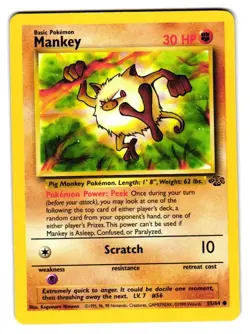 Mankey 55/64 Common Jungle Pokemon Unlimited Lightly Played - Image 1