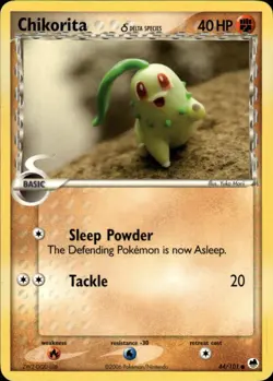 Chikorita 44/101 Common Dragon Frontiers Pokemon Moderately Played - Image 1