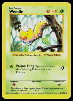 Pokemon Card - Weedle Base Set (Shadowless) 69/102 Common - Image 1