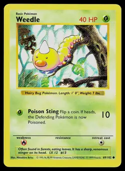 Pokemon Card - Weedle Base Set (Shadowless) 69/102 Common - Image 1