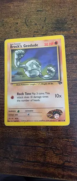 Brock's Geodude 68/132 Common Gym Challenge Pokemon Moderately Played - Image 1