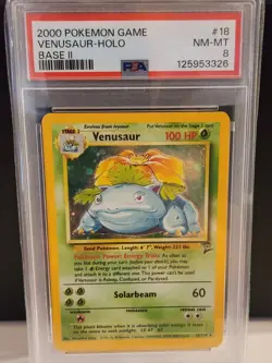 POKEMON: 2000 BASE SET 2 #18 VENUSAUR-HOLO PSA 8 - Image 1