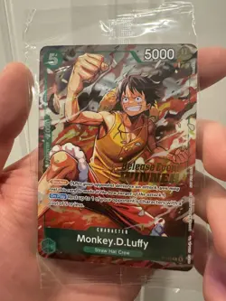 Monkey.D.Luffy P-135 Winner Stamp OP16 Pre-Release Event Promo Card Sealed - Image 1