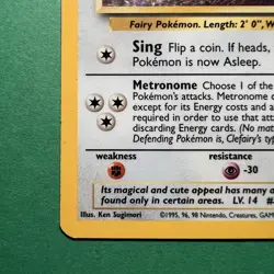 Pokemon TCG Clefairy 6/130 Base Set Holo Unlimited Rare Card LP - Image 4