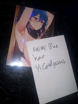 Waifu Blue Hair Anime Babe Card - Image 1