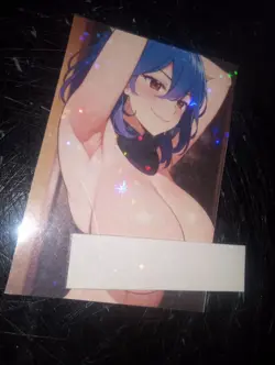 Waifu Blue Hair Anime Babe Card - Image 2