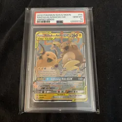 PSA 10 Gem Mint 2019 Pokemon Raichu & Alolan Raichu GX 54/236 Unified Minds - Image 1