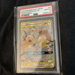 PSA 10 Gem Mint 2019 Pokemon Raichu & Alolan Raichu GX 54/236 Unified Minds - Image 4
