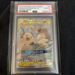 PSA 10 Gem Mint 2019 Pokemon Raichu & Alolan Raichu GX 54/236 Unified Minds - Image 5