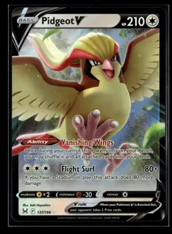 Pidgeot V 137/196 Holo V Rare Lost Origin Pokemon NM/M - Image 1