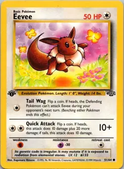 Eevee 51/64 Common Jungle Pokemon 1st Edition Moderately Played - Image 2