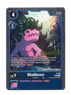 Shellmon (Store Tournament Vol.1 Winner Pack) Promo Foil Digimon Card P-164 P LP - Image 1