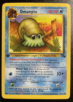 Omanyte 52/62 1st Edition Fossil Pokemon Card LP- - Image 1