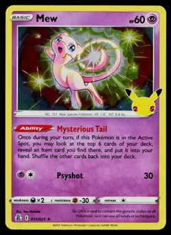 MEW 011/025 HOLO RARE CELEBRATIONS POKEMON NM - Image 1