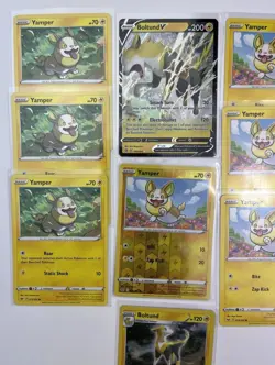 12 Card Lot Of Yamper & Boltund Pokemon TCG Sword Shield Ultra Rare V Holo - Image 2