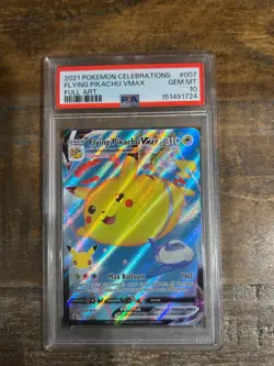 POKEMON 2021 Celebrations Full Art FLYING PIKACHU Vmax #007 PSA 10 Gem Mint RARE - Image 1