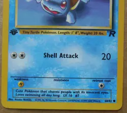 Squirtle 68/82 1st Edition Common Non-Holo Team Rocket Pokemon Card LP - Image 3