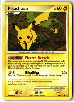 Pikachu ⭐ 94/123 Common Mysterious Treasures 2007 Pokemon LP - Image 1