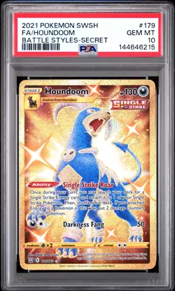 2021 Pokemon Sword & Shield Battle Styles #179 Fa/Houndoom Secret PSA 10 - Image 1