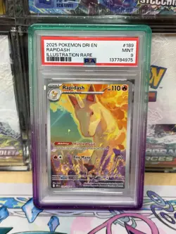 Pokemon Rapidash 189/182 Sv10 Destined Rivals Illustration Rare Holo PSA 9 2025 - Image 1