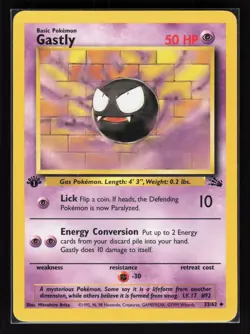 Gastly 1st Edition Uncommon Pokemon Fossil 33/62 MP - Image 1