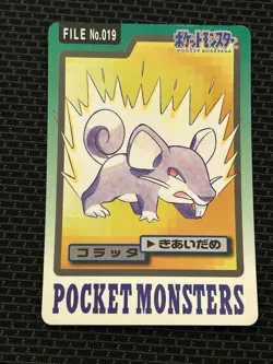 Rattata File No. 019 Carddass Japanese Pokemon Pocket Monsters 1997 Glossy - Image 1