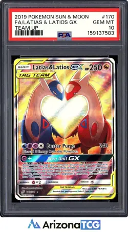 Pokemon 2019 Latias & Latios GX 170/181 Alt Art Team Up GEM MINT PSA 10 - Image 1