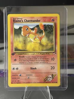 POKEMON TCG BLAINES CHARMANDER 61/132 GYM HEROES 1ST EDITION NM! - Image 1
