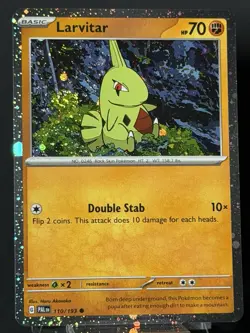 SWIRL Larvitar Cosmos Holo Exclusive 110/193 Paldea Evolved Pokemon TCG NM - Image 5