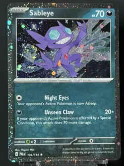 SWIRL 🌀 Pokemon TCG Sableye 136/193 - Cosmos Holo PROMO - Paldea Evolved NM - Image 4