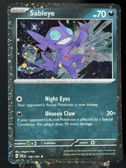 SWIRL 🌀 Pokemon TCG Sableye 136/193 - Cosmos Holo PROMO - Paldea Evolved NM - Image 5