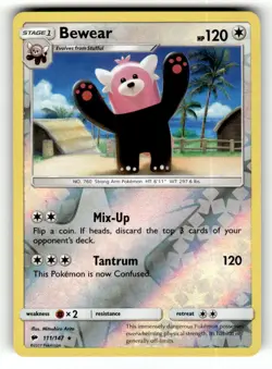 Bewear 111/147 Rare Burning Shadows Reverse Holo Pokemon Near Mint - Image 1