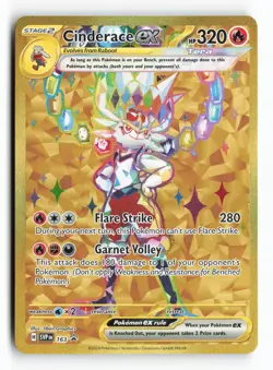 Cinderace ex 163 SV: Scarlet & Violet Black Star Promo Gold Pokemon TCG Card NM - Image 1