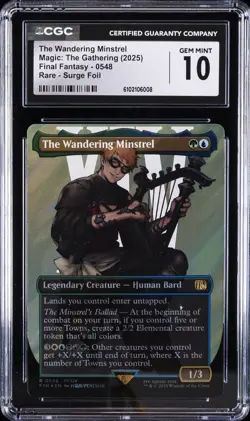 2025 MTG FINAL FANTASY RARE - SURGE FOIL THE WANDERING MINSTREL CGC 10 GEM MINT - Image 1
