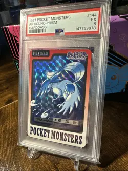 1997 Pokemon Carddass Pocket Monsters File #144 Articuno Prism PSA 5 - Image 2