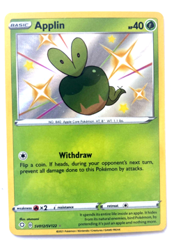 The Pokemon Company Applin SV012/SV122 Shining Fates Shiny Holo Rare 40 HP - Image 1