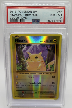 Pokemon Pikachu Evolutions 35/108 2016 Reverse Holo PSA 8 - Image 1