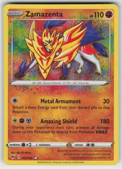 Zamazenta 102 Holo 185 Amazing Rare Vivid Voltage Pokemon Lightly Played - Image 1
