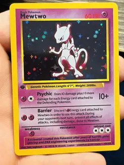 Pokemon TCG Base Set Mewtwo 10/102 Holo Rare English 1999 60 HP WOTC - Image 1